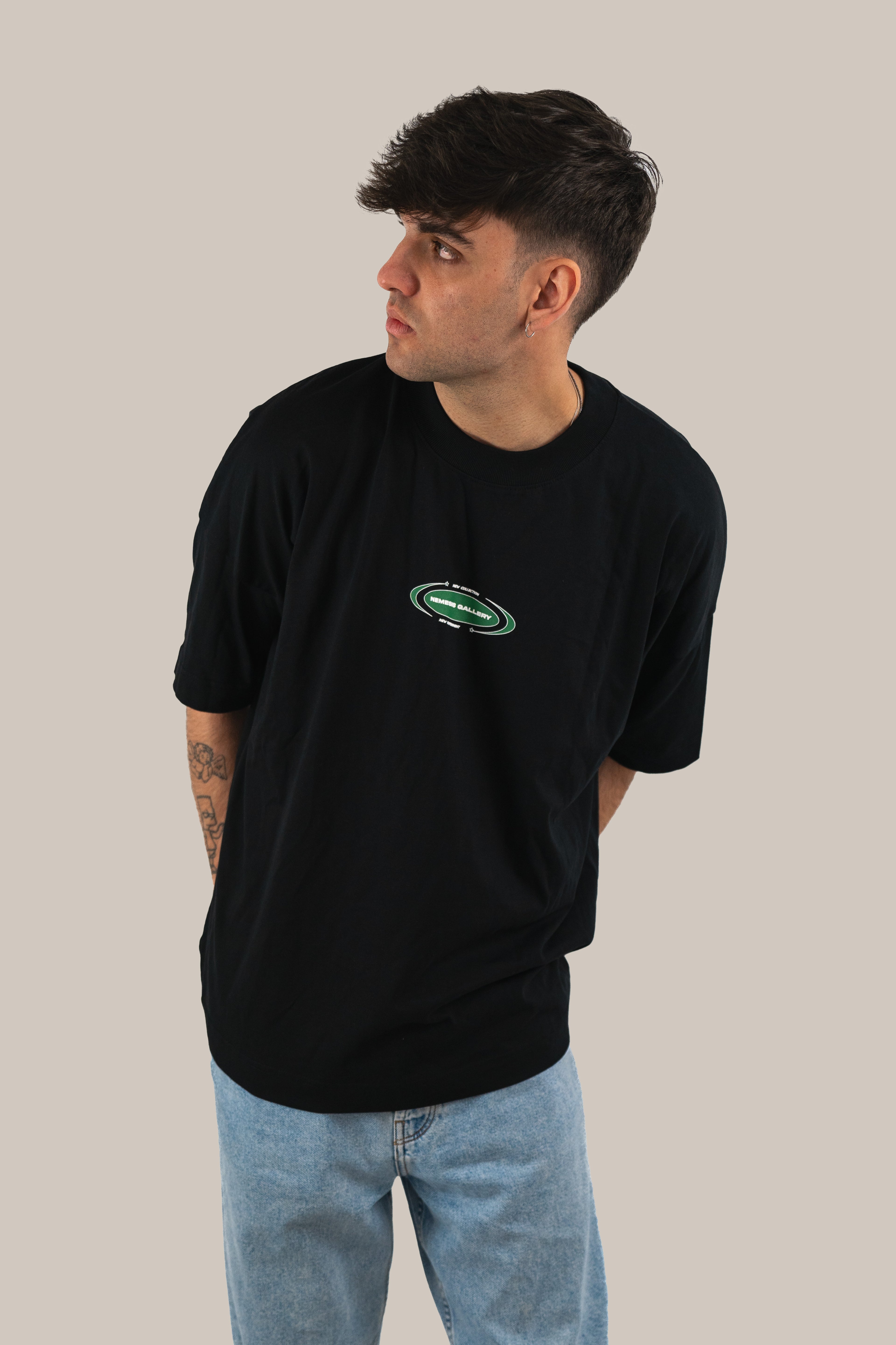 Green Smile Black Shirt