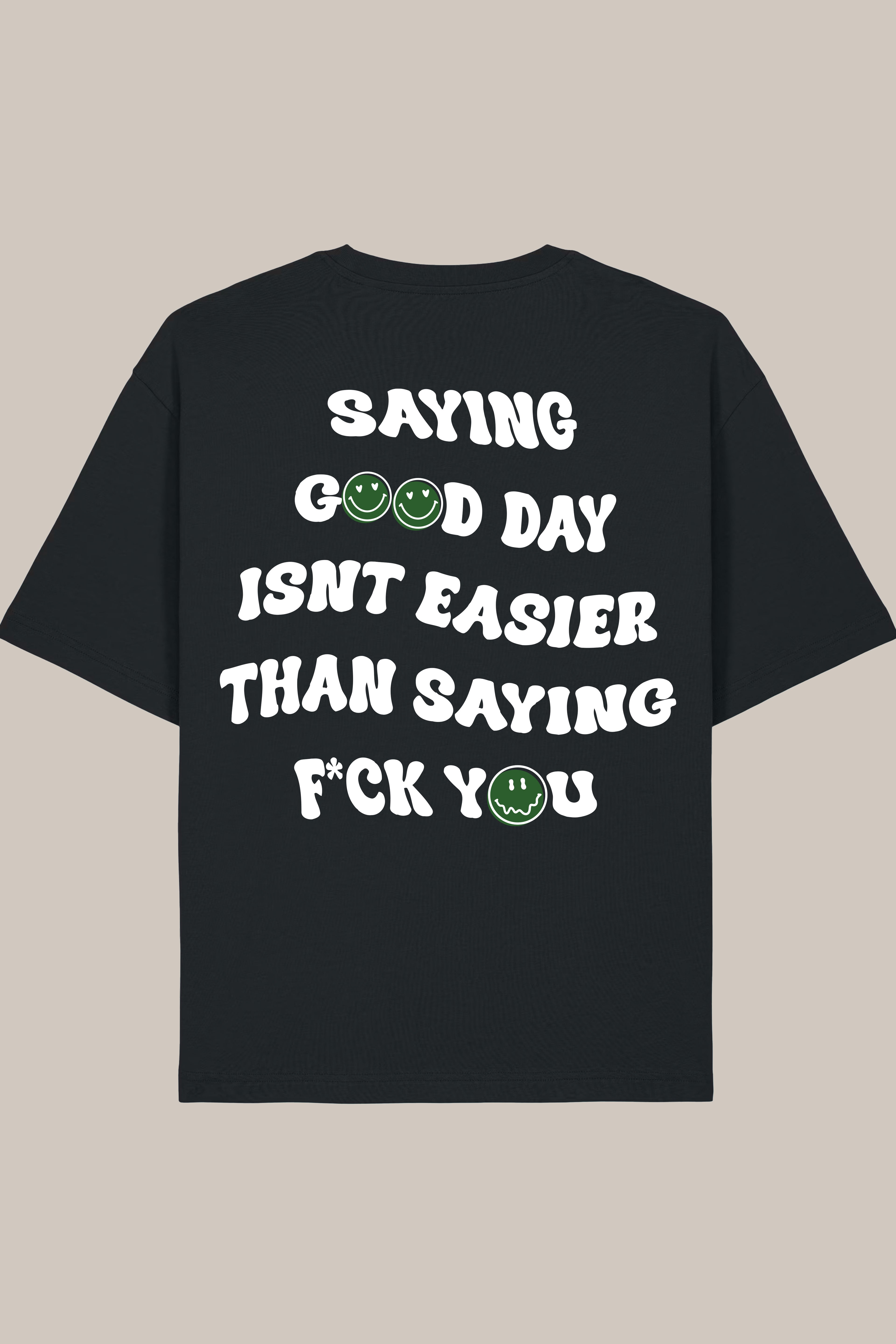 Green Smile Black Shirt